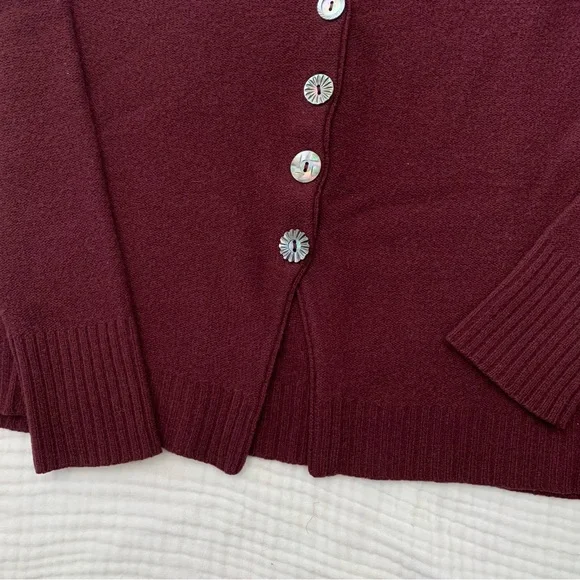 Sundance wool burgundy cardigan button up sweater size medium - Picture 3 of 7